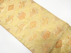 アンティーク　佐賀錦　斜め格子に鳳凰・桐模様織り出し袋帯（材料）